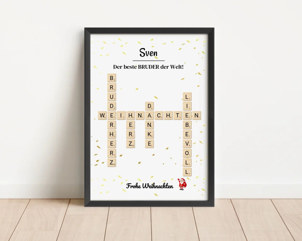 Weihnachtsgeschenk Bruder Poster Scrabble Design