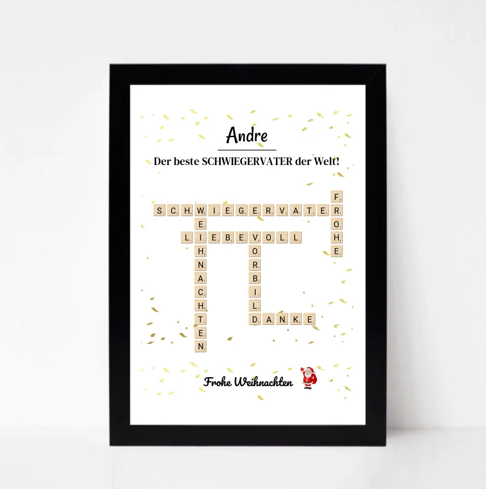 Schwiegervater Weihnachtsgeschenk Poster Scrabble Design