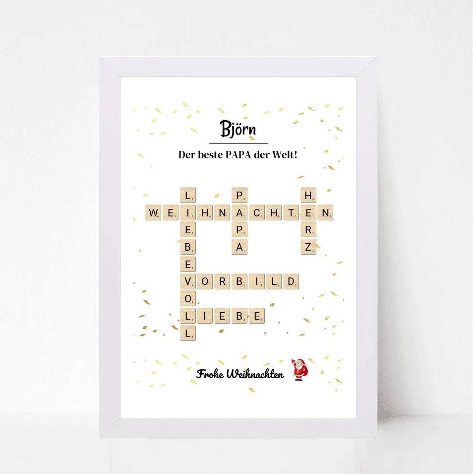 Weihnachtsgeschenk Papa Poster Scrabble Design