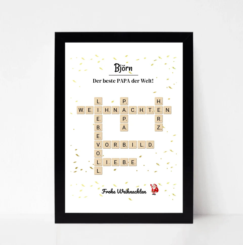 Weihnachtsgeschenk Papa Poster Scrabble Design