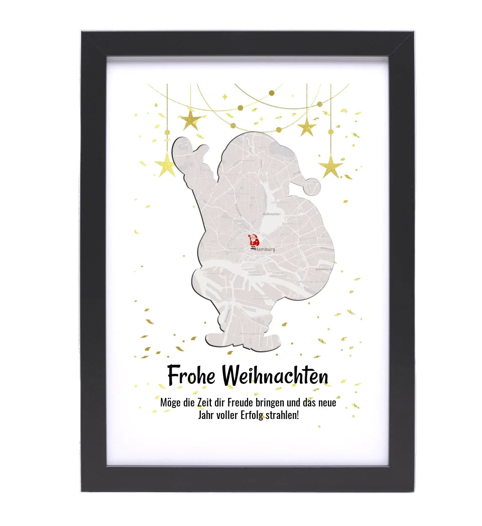 Kollege & Kollegin Weihnachtsgeschenk Koordinaten Bild Stadtkarte mit Weihnachtswünsche