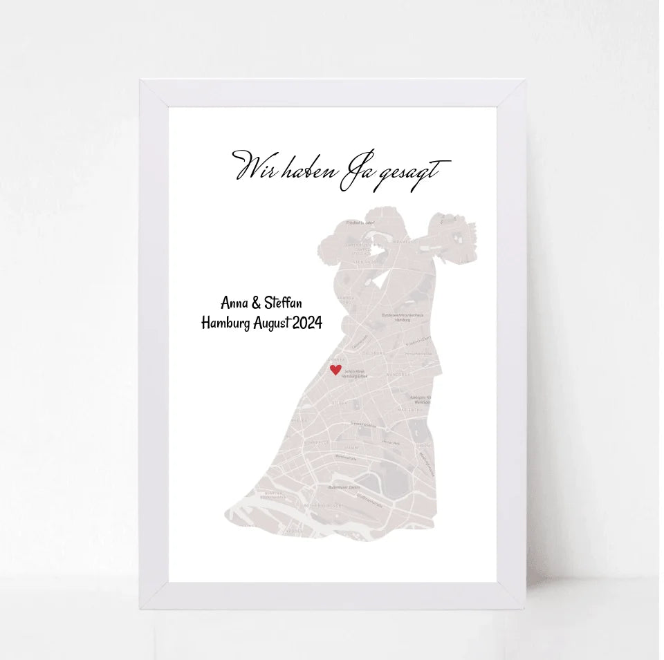 Hochzeitsgeschenk personalisiert Poster Hochzeit Geschenk für das Brautpaar Stadtkarte