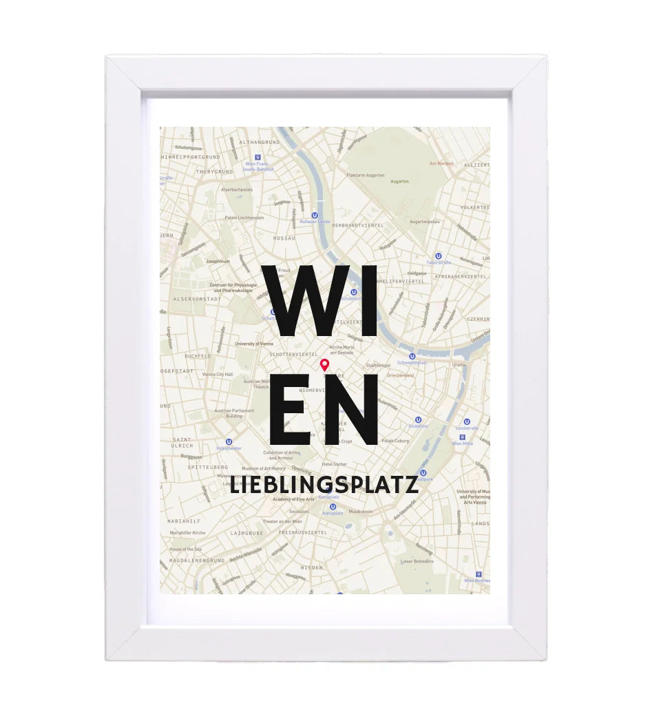 Personalisiertes Lieblingsplatz Stadtkarte Poster