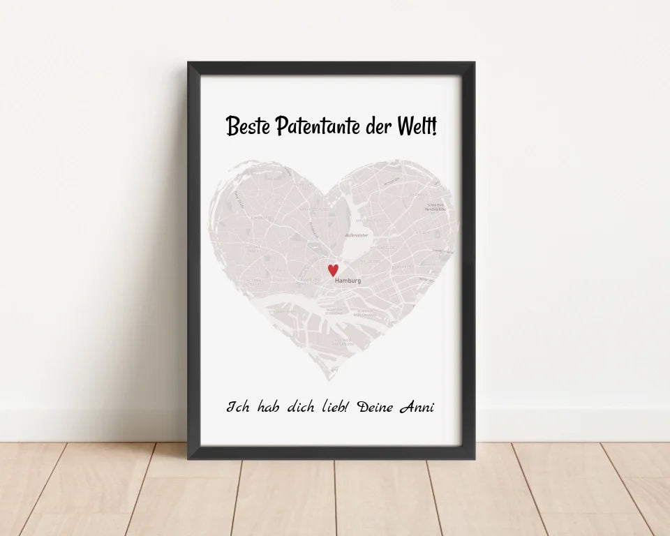 Patentante Geschenk Stadtkarte Poster personalisiert