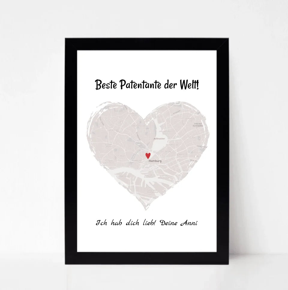 Patentante Geschenk Stadtkarte Poster personalisiert