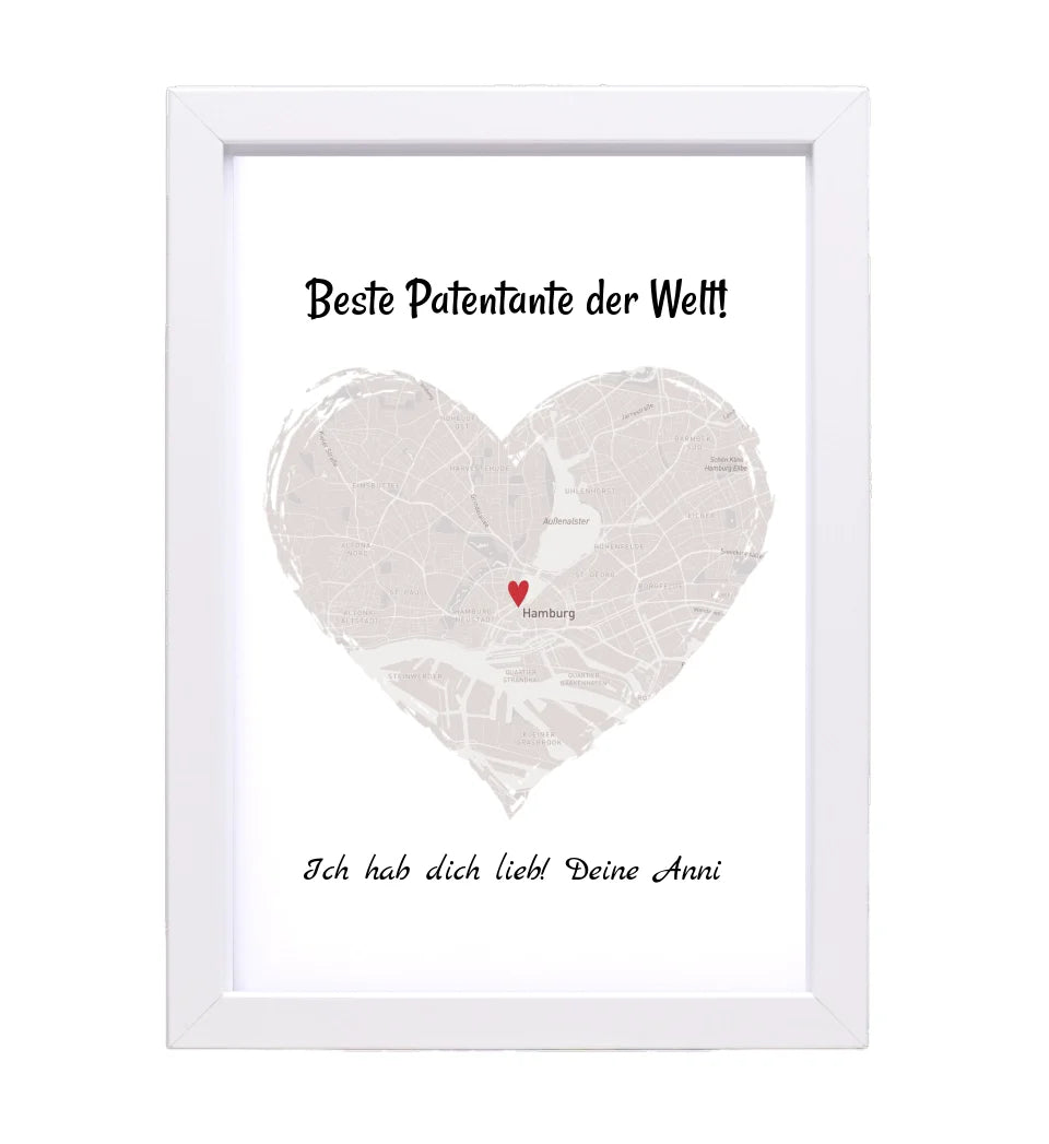 Patentante Geschenk Stadtkarte Poster personalisiert