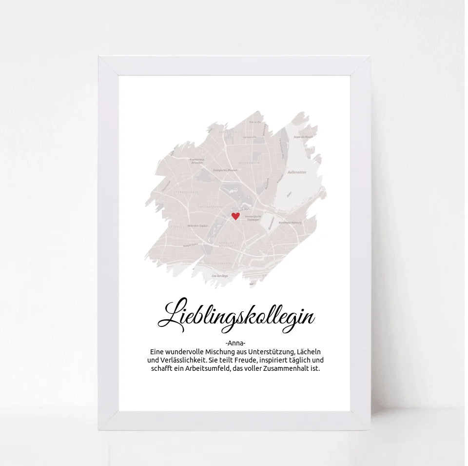 Lieblingskollegin Geschenk Stadtkarte Poster