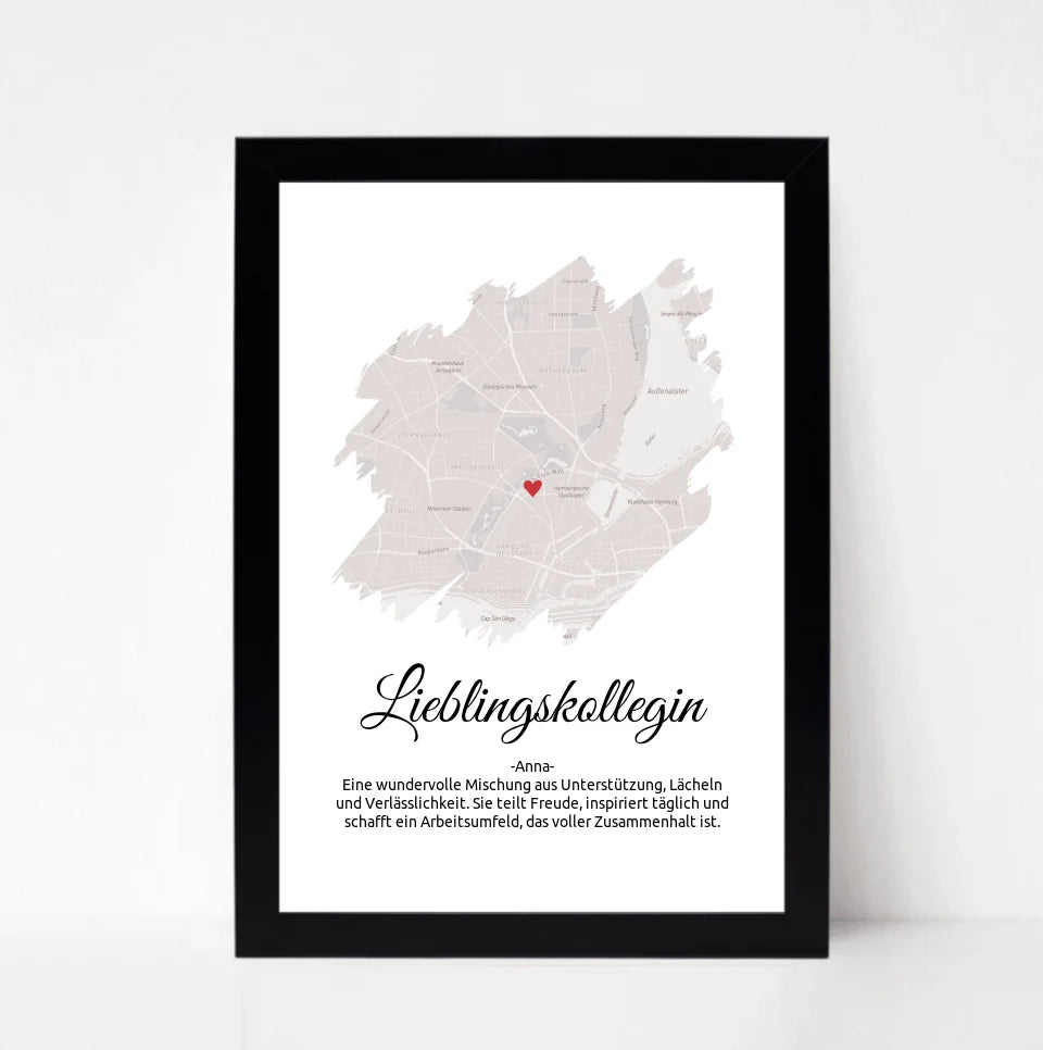 Lieblingskollegin Geschenk Stadtkarte Poster