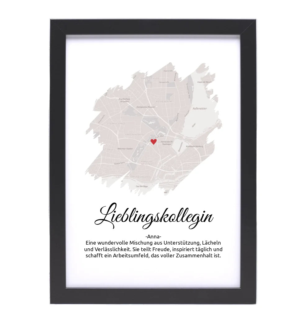 Lieblingskollegin Geschenk Stadtkarte Poster