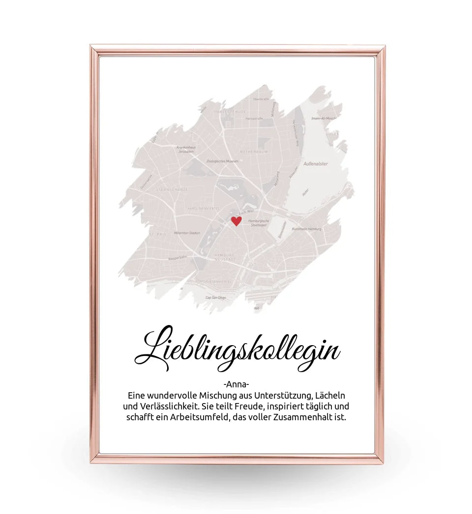 Lieblingskollegin Geschenk Stadtkarte Poster