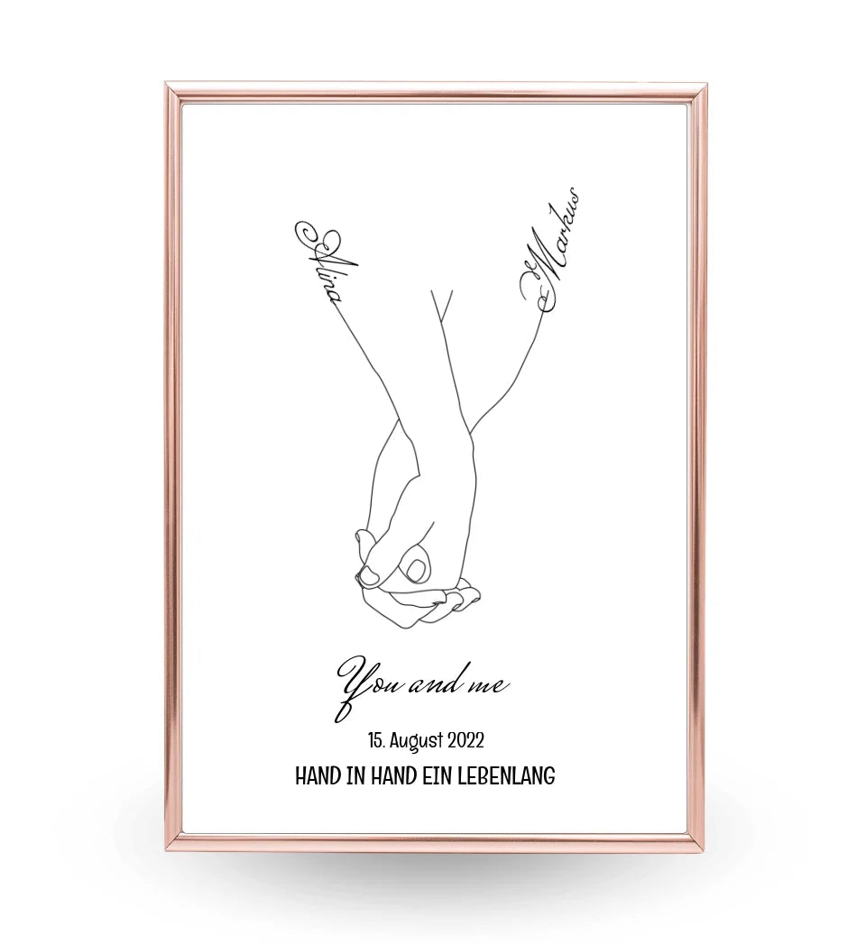 Paar Hand in Hand Poster Jahrestag & Hochzeit Geschenk