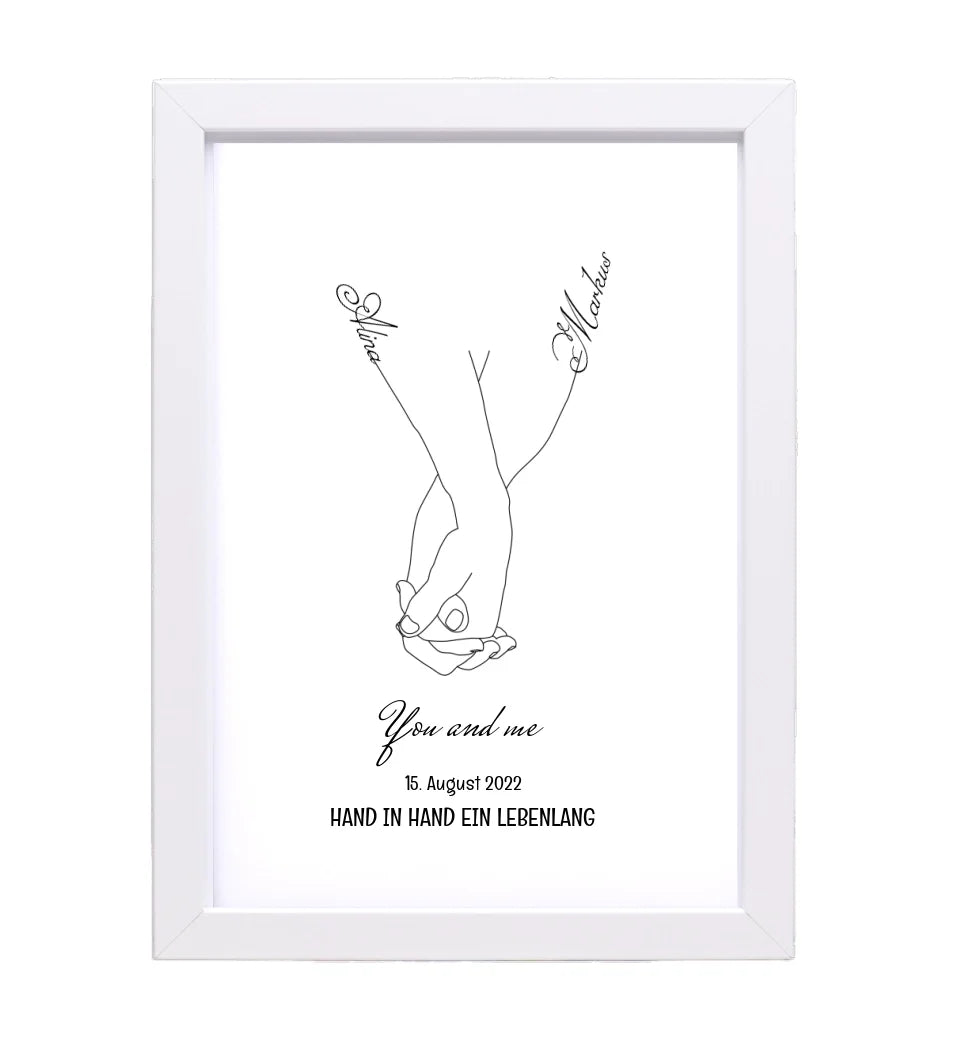 Paar Hand in Hand Poster Jahrestag & Hochzeit Geschenk