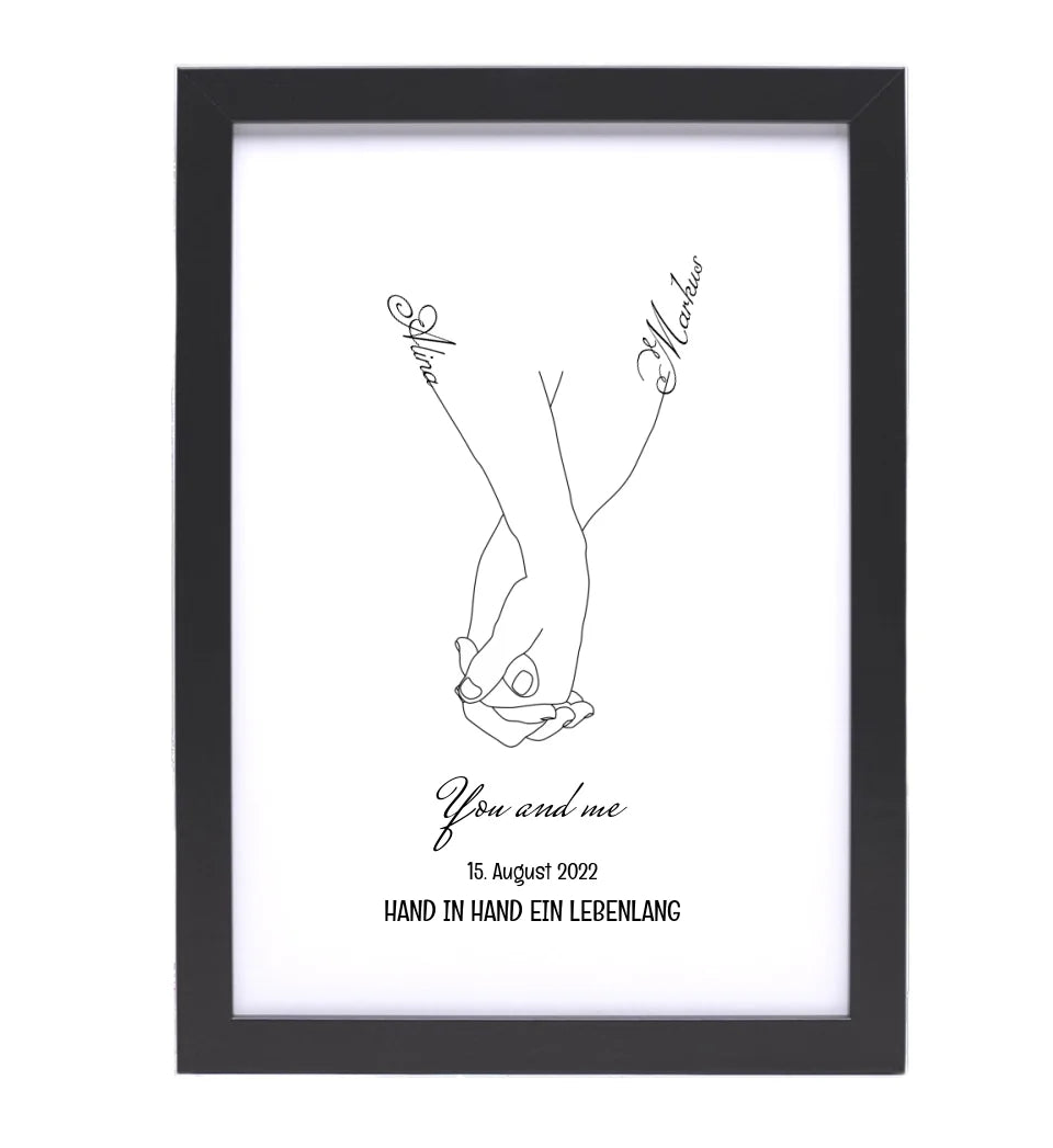 Paar Hand in Hand Poster Jahrestag & Hochzeit Geschenk