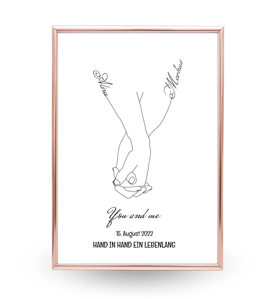 Paar Hand in Hand Poster Jahrestag & Hochzeit Geschenk