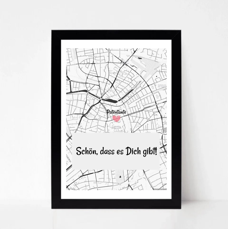 Patentante Stadtkarte Poster Geschenk personalisiert