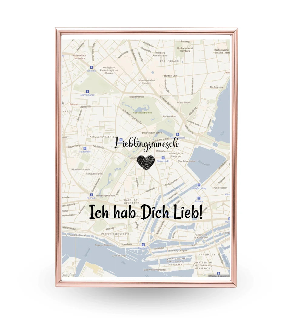 Lieblingsmensch Kartenposter Stadtkarte personalisiert