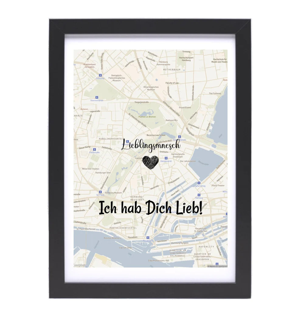 Lieblingsmensch Kartenposter Stadtkarte personalisiert