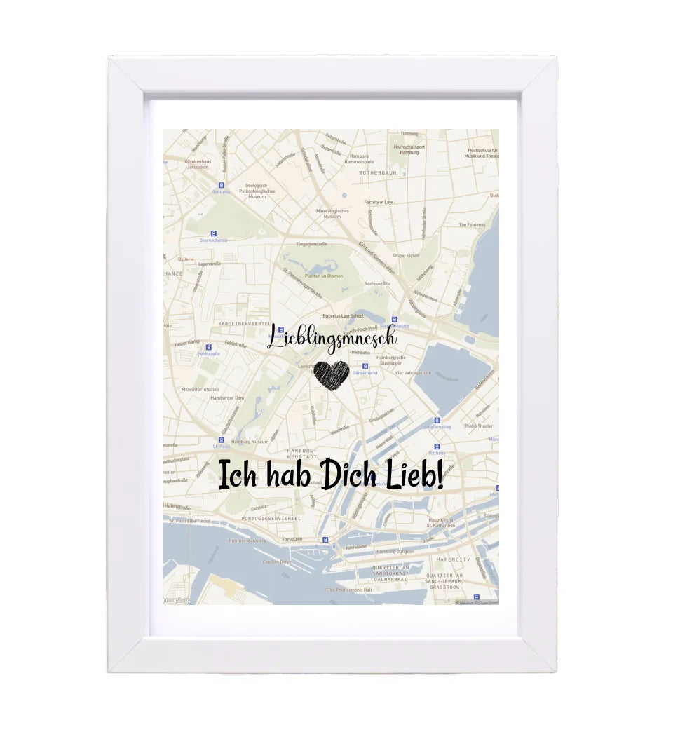 Lieblingsmensch Kartenposter Stadtkarte personalisiert