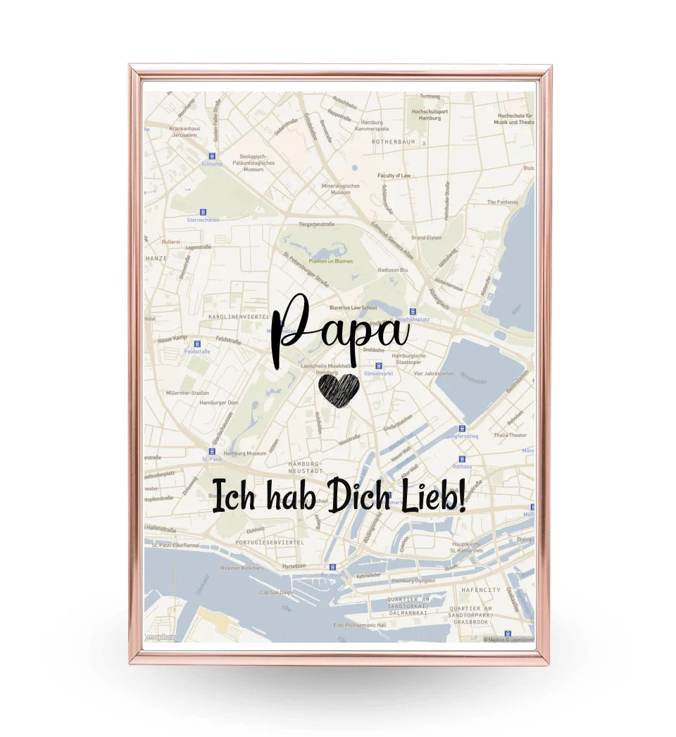 Papa Stadtkarte Poster Geschenk personalisiert