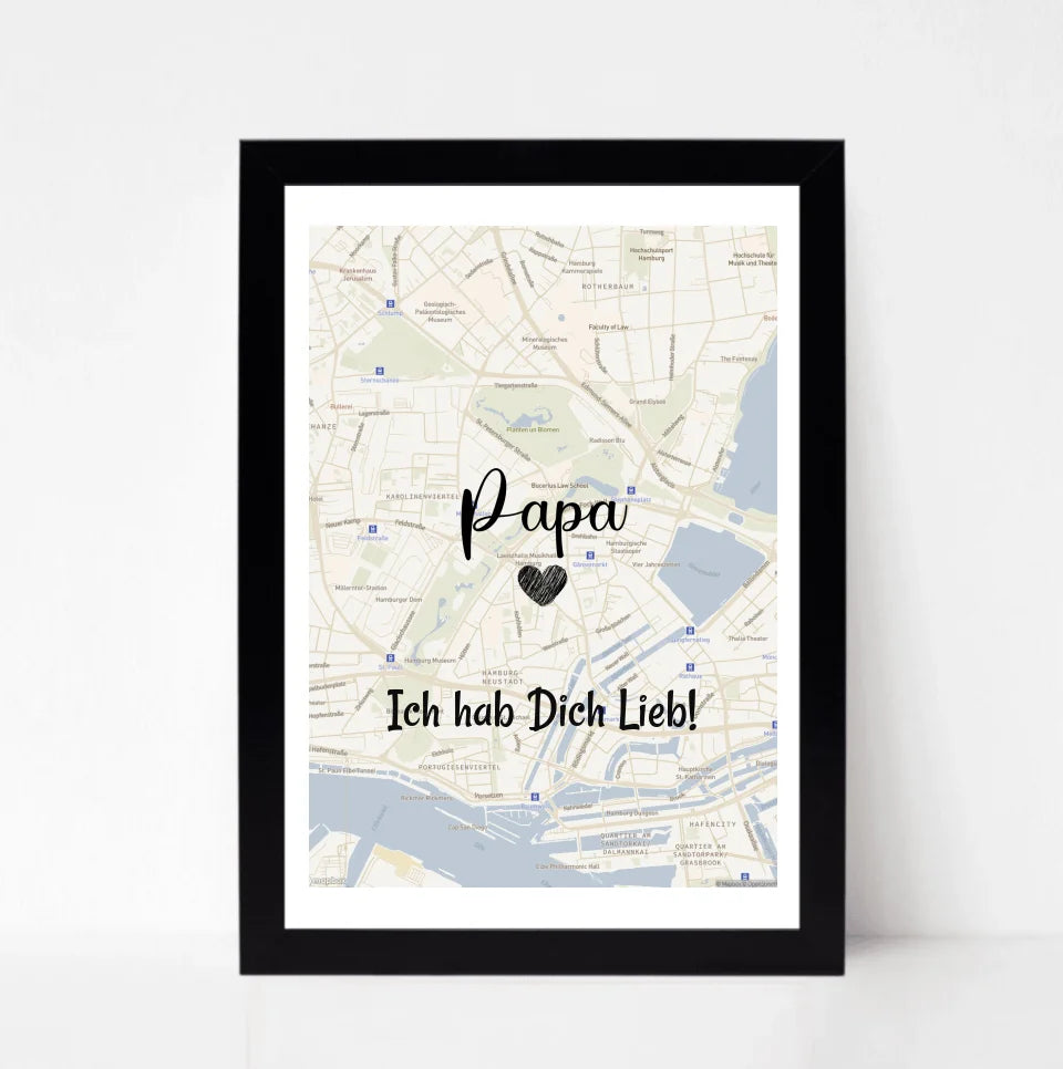 Papa Stadtkarte Poster Geschenk personalisiert