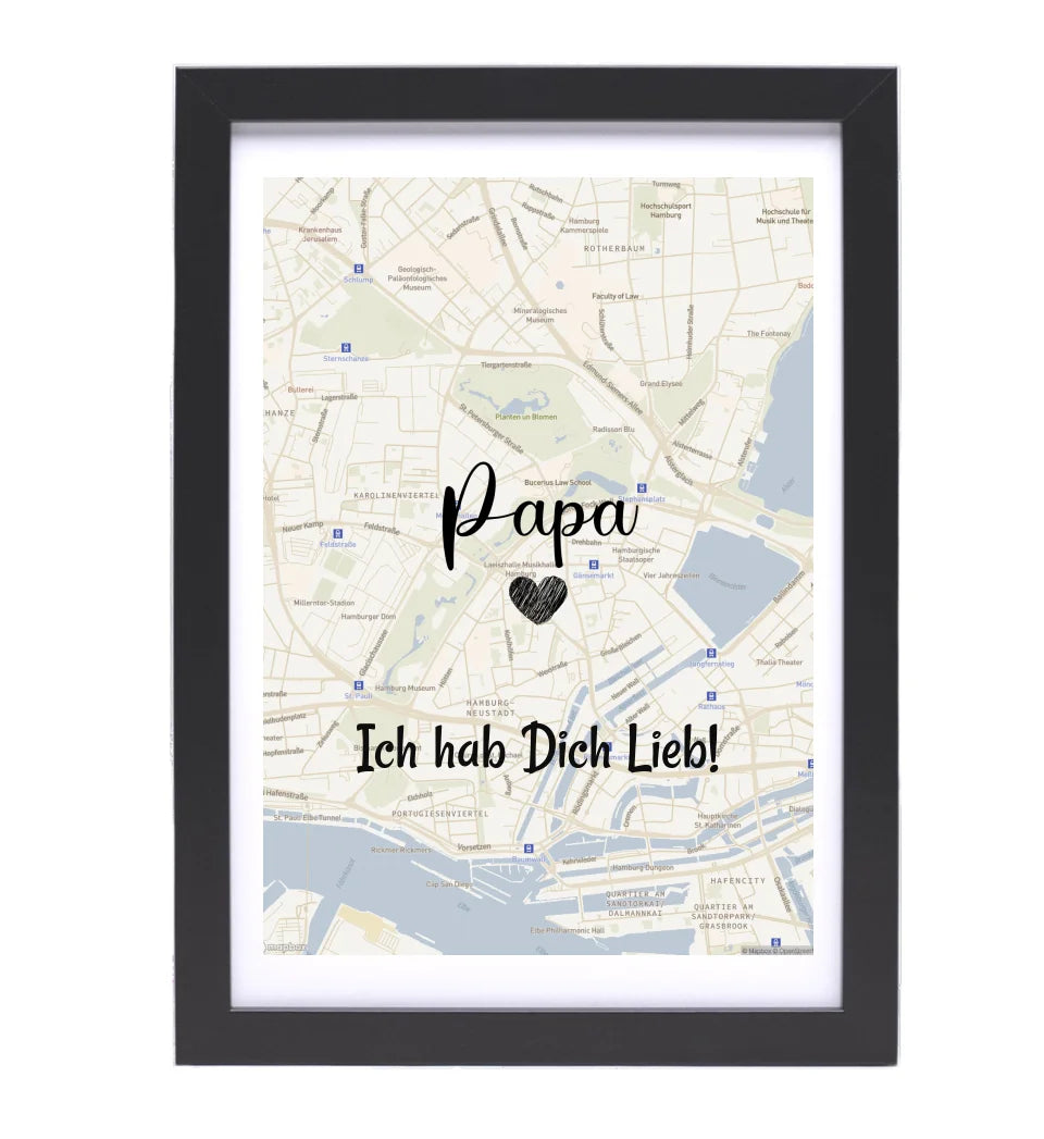 Papa Stadtkarte Poster Geschenk personalisiert