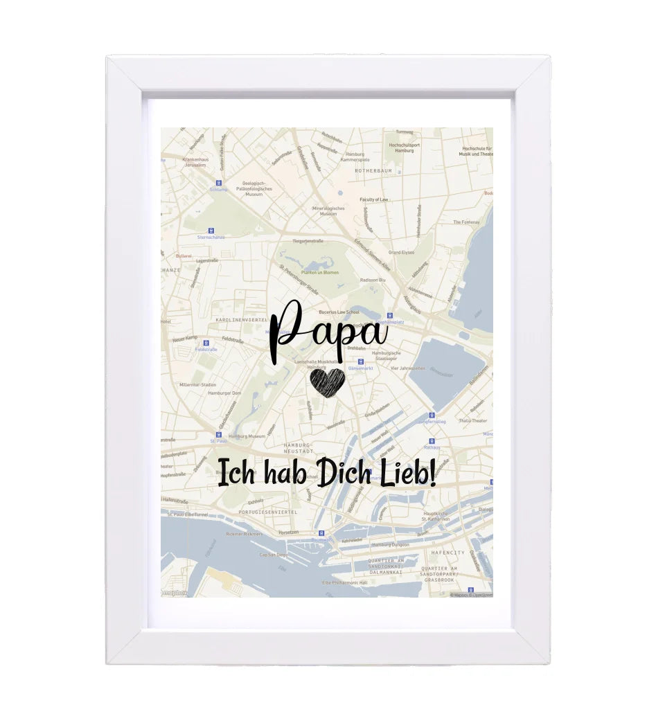 Papa Stadtkarte Poster Geschenk personalisiert