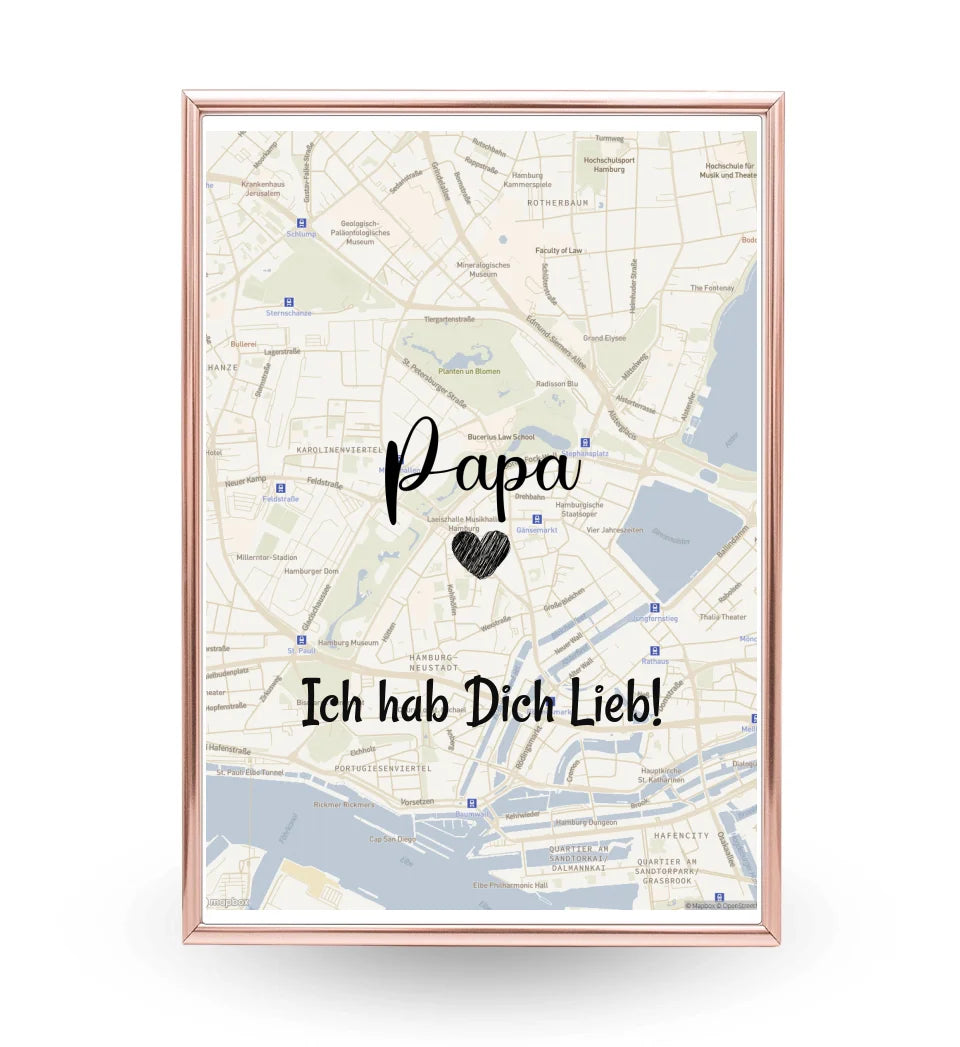 Papa Stadtkarte Poster Geschenk personalisiert