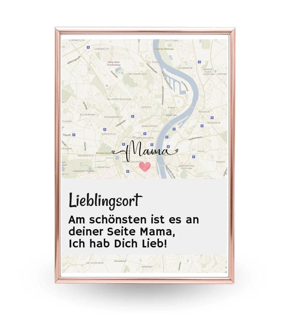 Mama Kartenposter Stadtkarte mit Spruch personalisiert Geschenk für Mutter