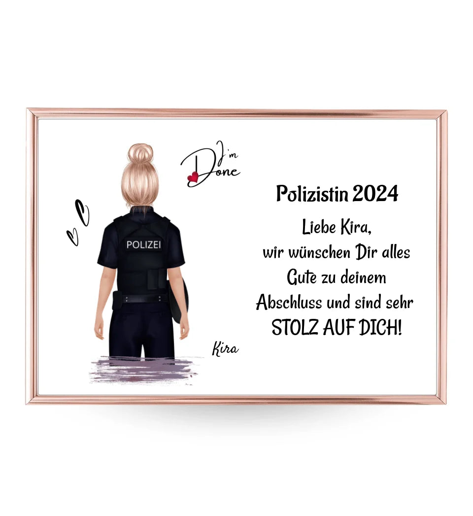 Polizei Frau Ausbildung Abschlussgeschenk Poster / Bild / Karte