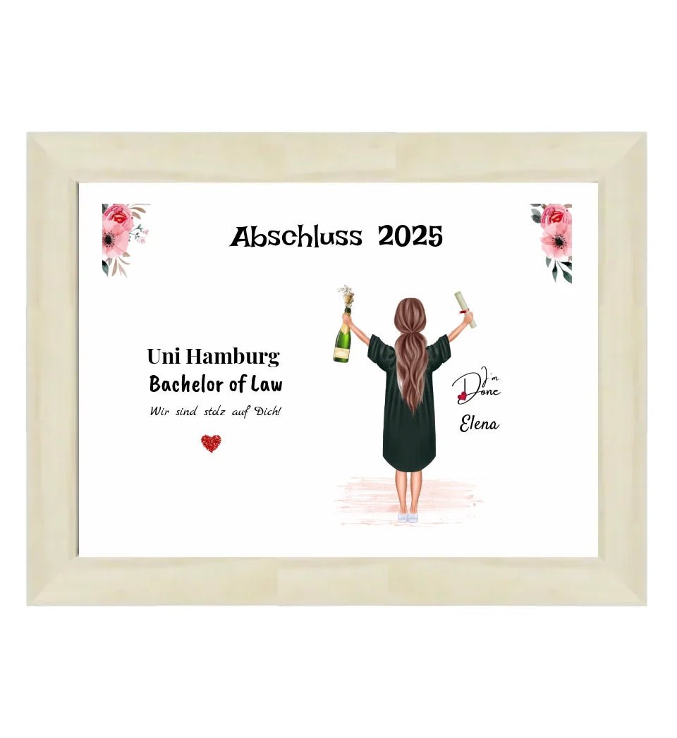 Abschlussgeschenk Bild für Mädchen, Studium Bachelor & Master Abitur Ausbildung Schule - Cantty