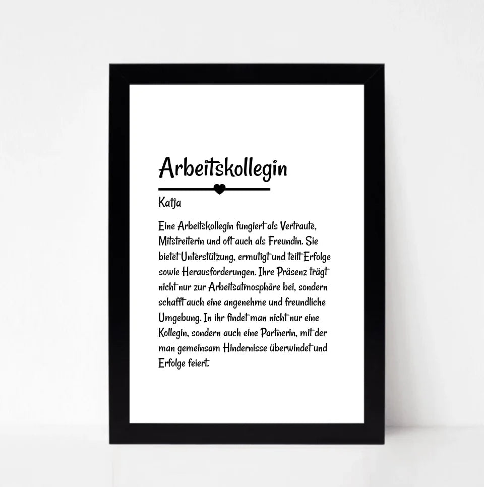 Arbeitskollegin Definition Poster Geschenk personalisiert - Cantty