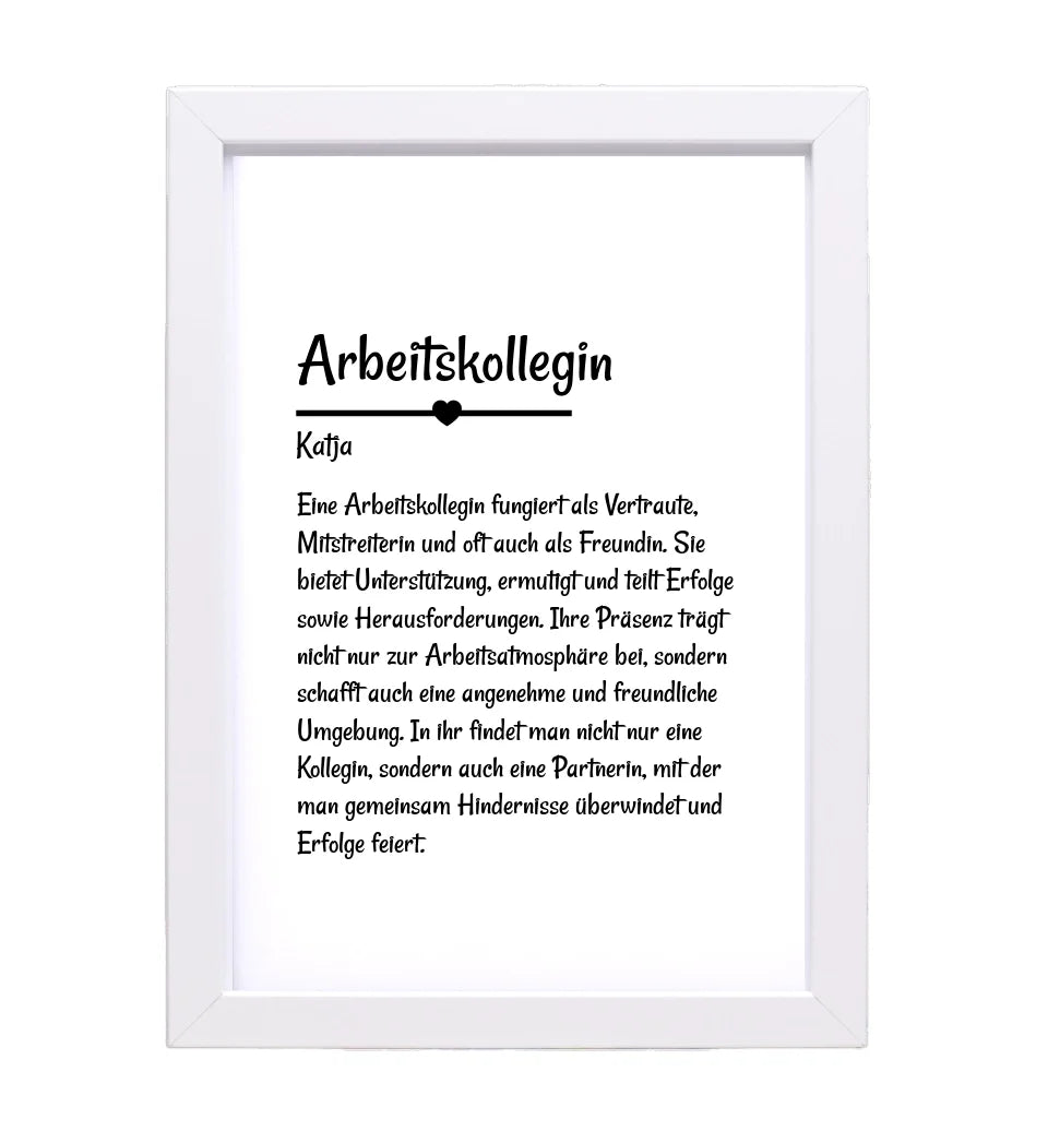 Arbeitskollegin Definition Poster Geschenk personalisiert - Cantty