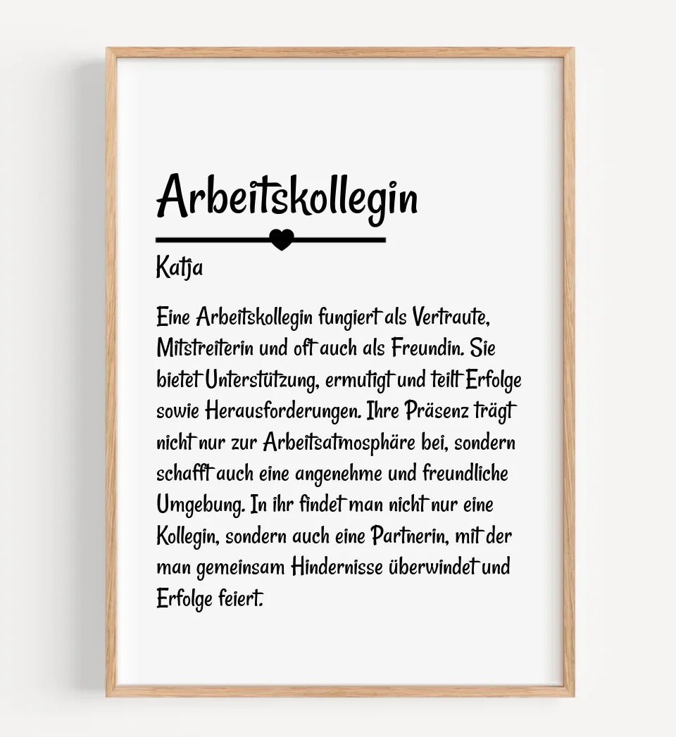 Arbeitskollegin Definition Poster Geschenk personalisiert - Cantty