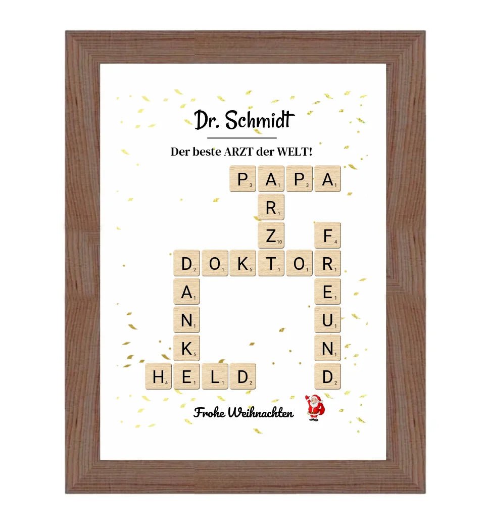 Arzt & Ärztin Weihnachtsgeschenk Poster Scrabble Design - Cantty