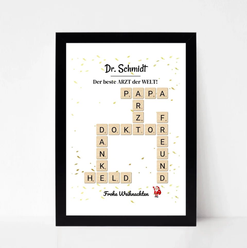 Arzt & Ärztin Weihnachtsgeschenk Poster Scrabble Design - Cantty