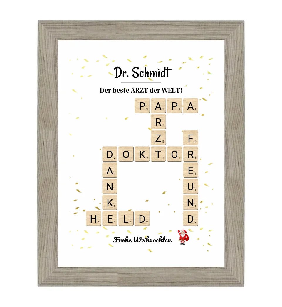 Arzt & Ärztin Weihnachtsgeschenk Poster Scrabble Design - Cantty