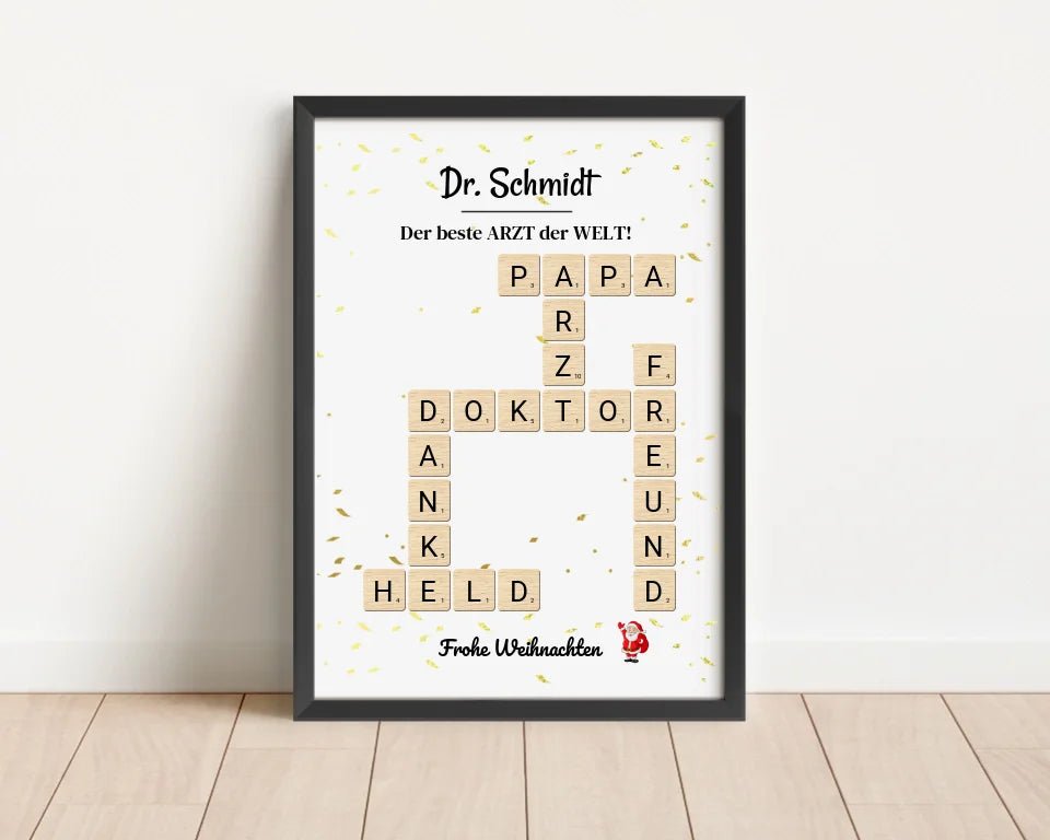 Arzt & Ärztin Weihnachtsgeschenk Poster Scrabble Design - Cantty