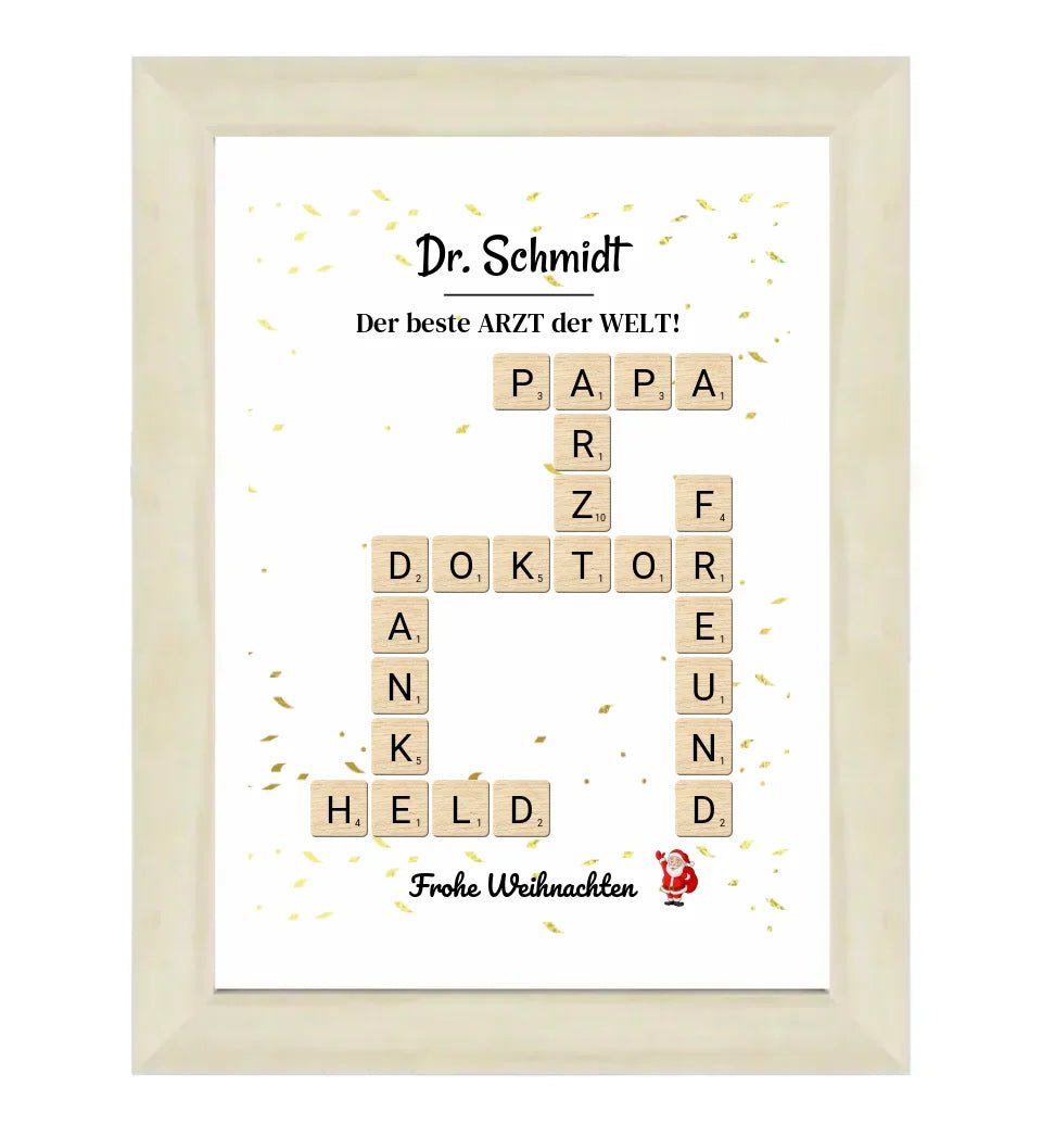 Arzt & Ärztin Weihnachtsgeschenk Poster Scrabble Design - Cantty