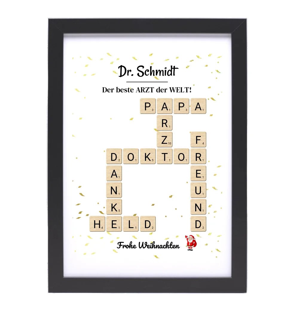 Arzt & Ärztin Weihnachtsgeschenk Poster Scrabble Design - Cantty