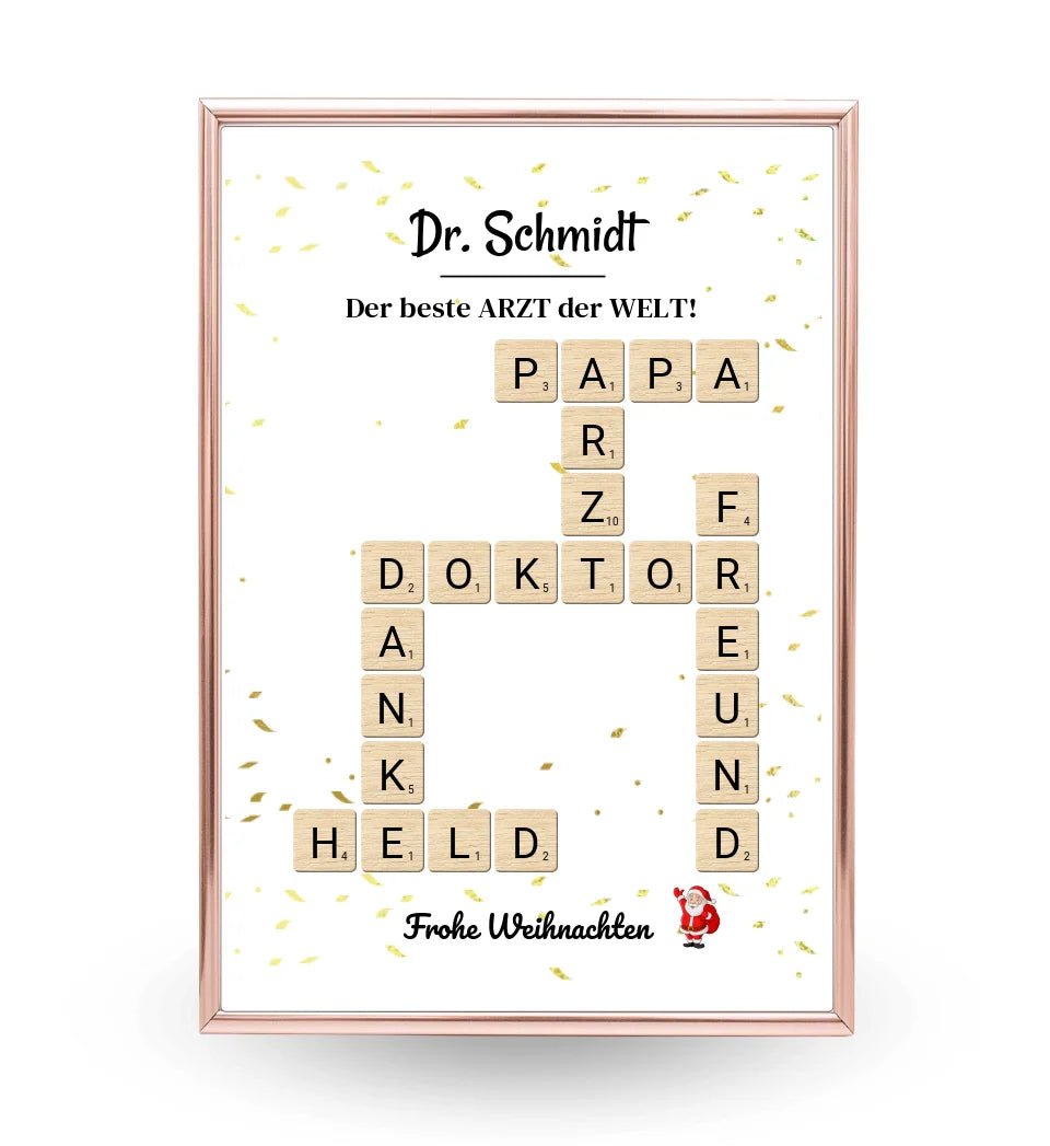 Arzt & Ärztin Weihnachtsgeschenk Poster Scrabble Design - Cantty