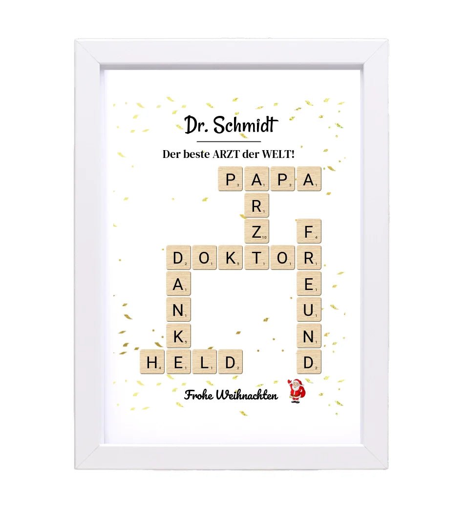 Arzt & Ärztin Weihnachtsgeschenk Poster Scrabble Design - Cantty