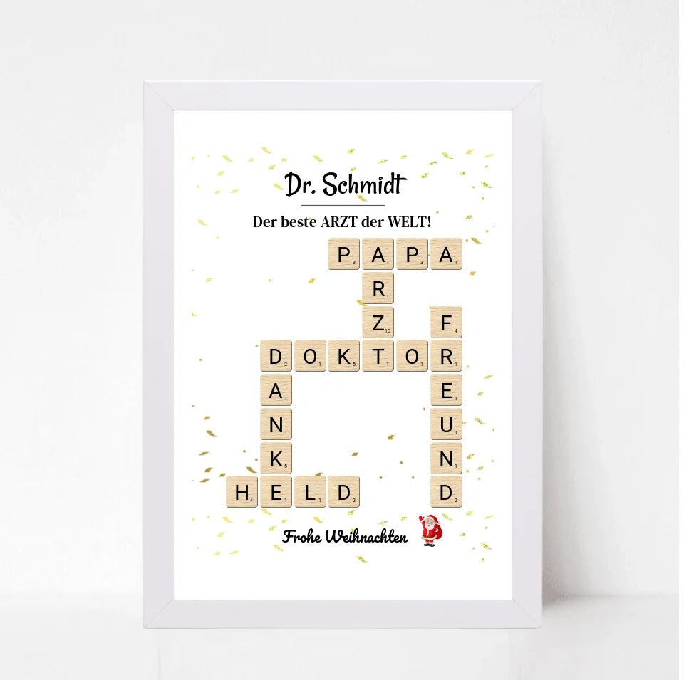 Arzt & Ärztin Weihnachtsgeschenk Poster Scrabble Design - Cantty