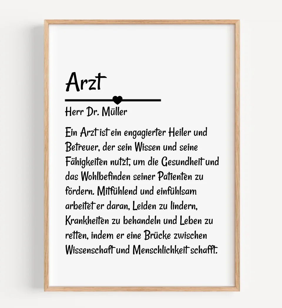 Arzt Definition Poster Geschenk personalisiert - Cantty