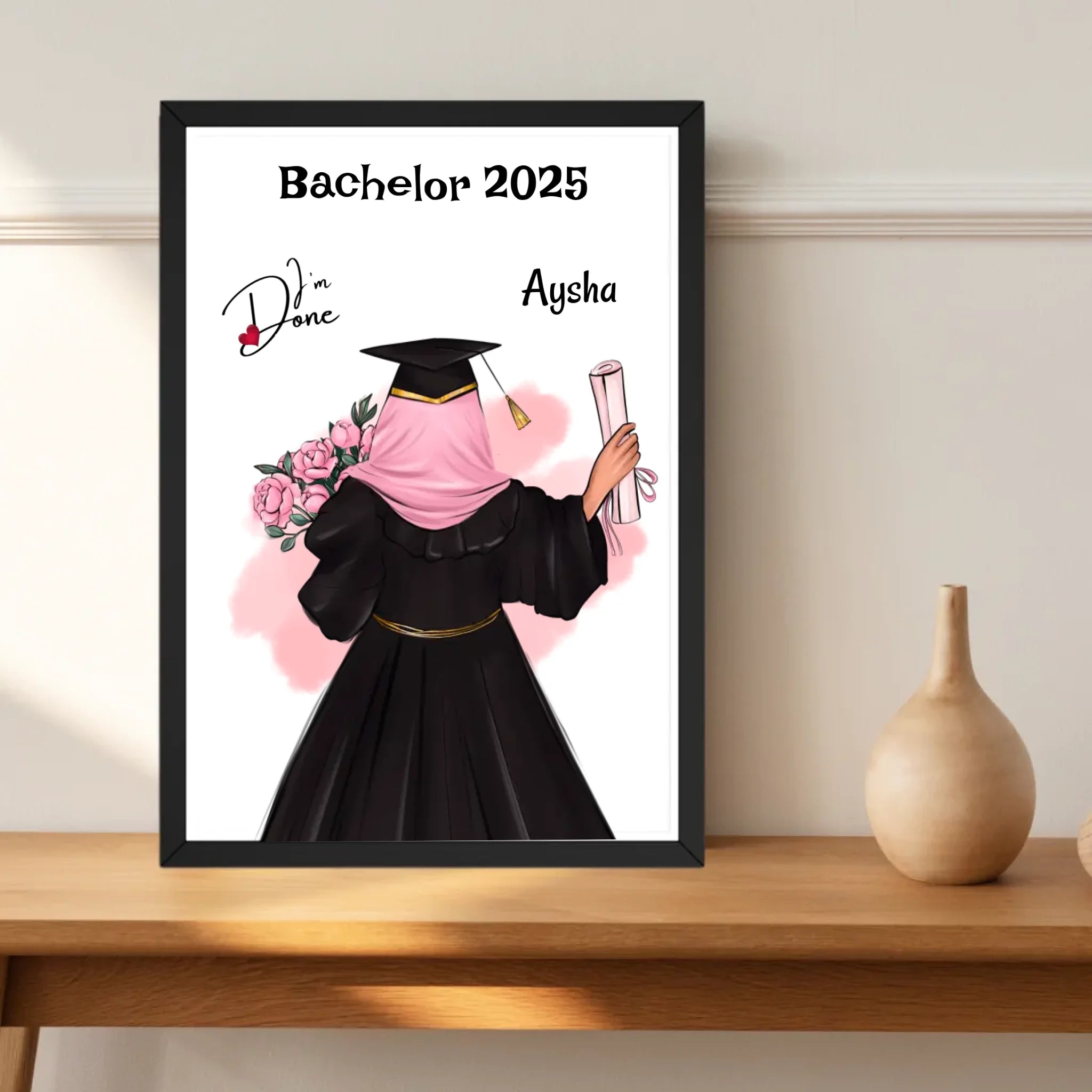 Bachelor Abschluss Mädchen mit Kopftuch Poster Geschenk - Cantty