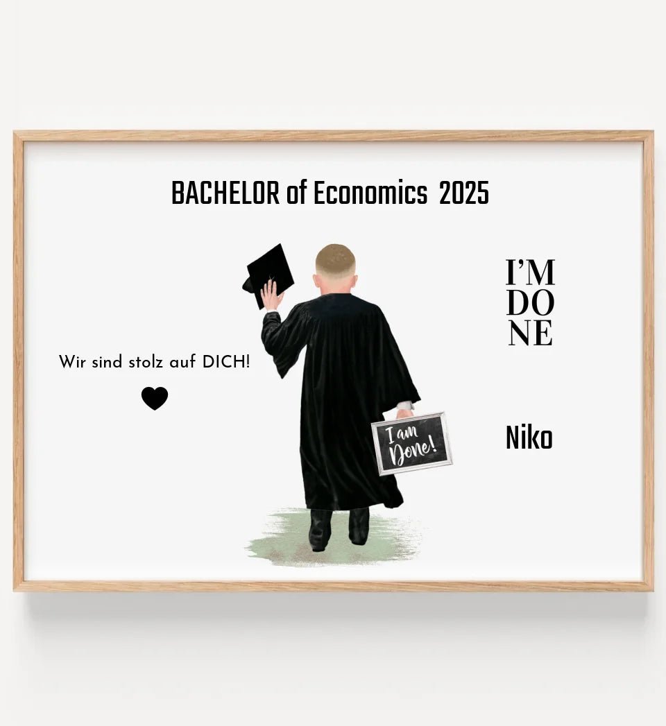 Bachelor Master Studium Abschluss Mann Poster personalisiert - Cantty