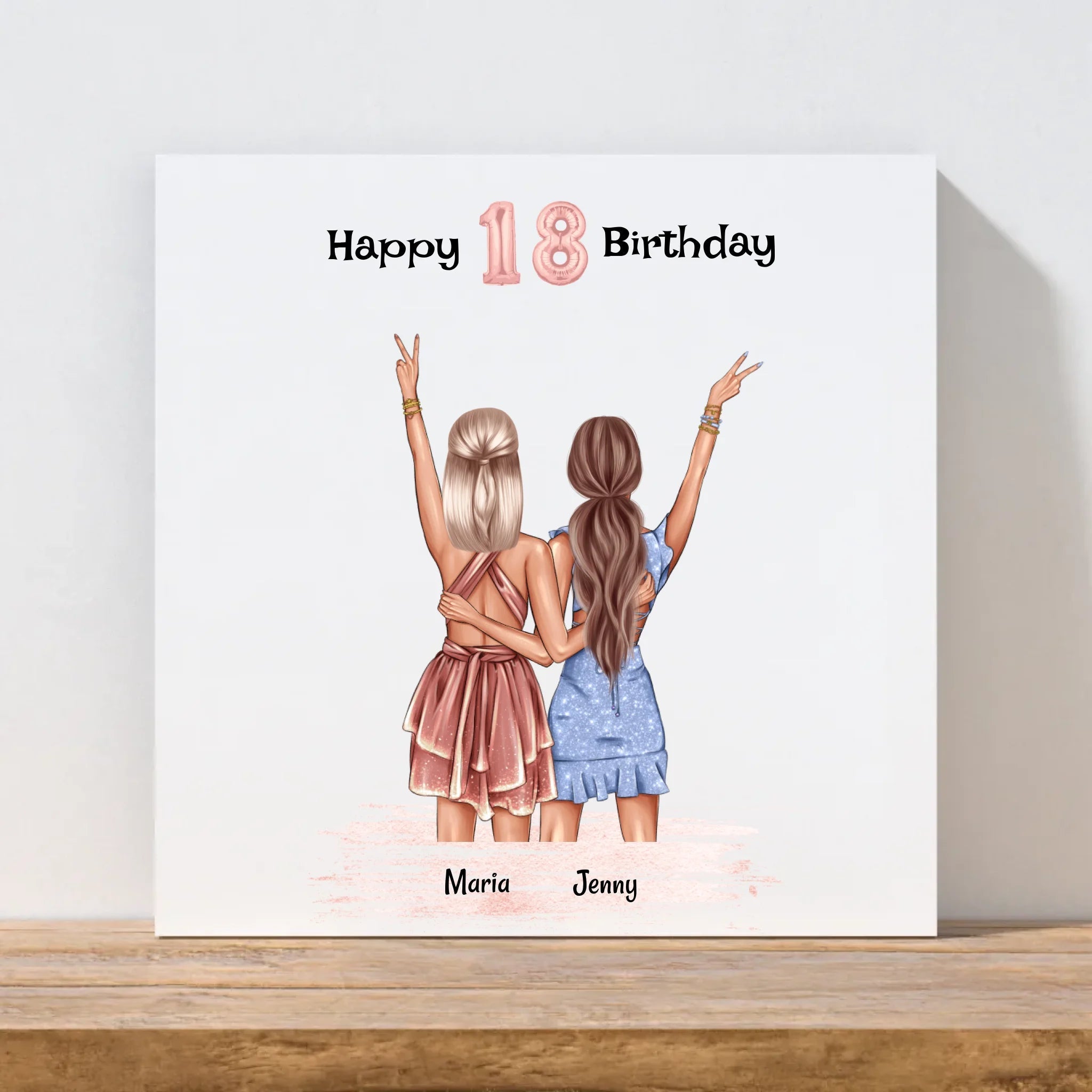 Beste Freundin 18 Geburtstag Geschenk Leinwandbild personalisiert - Cantty