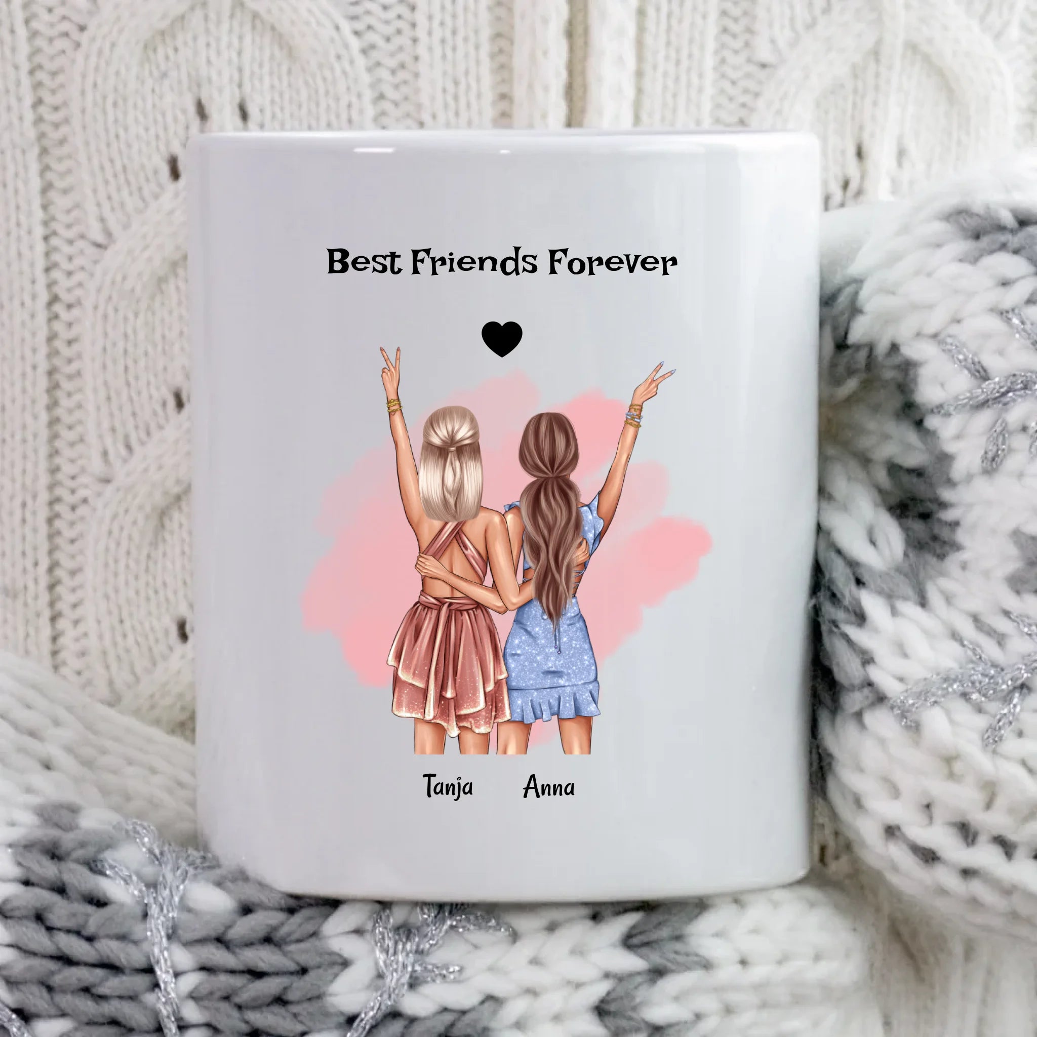 Beste Freundin Tasse für 2 Personen Geschenk personalisiert - Cantty