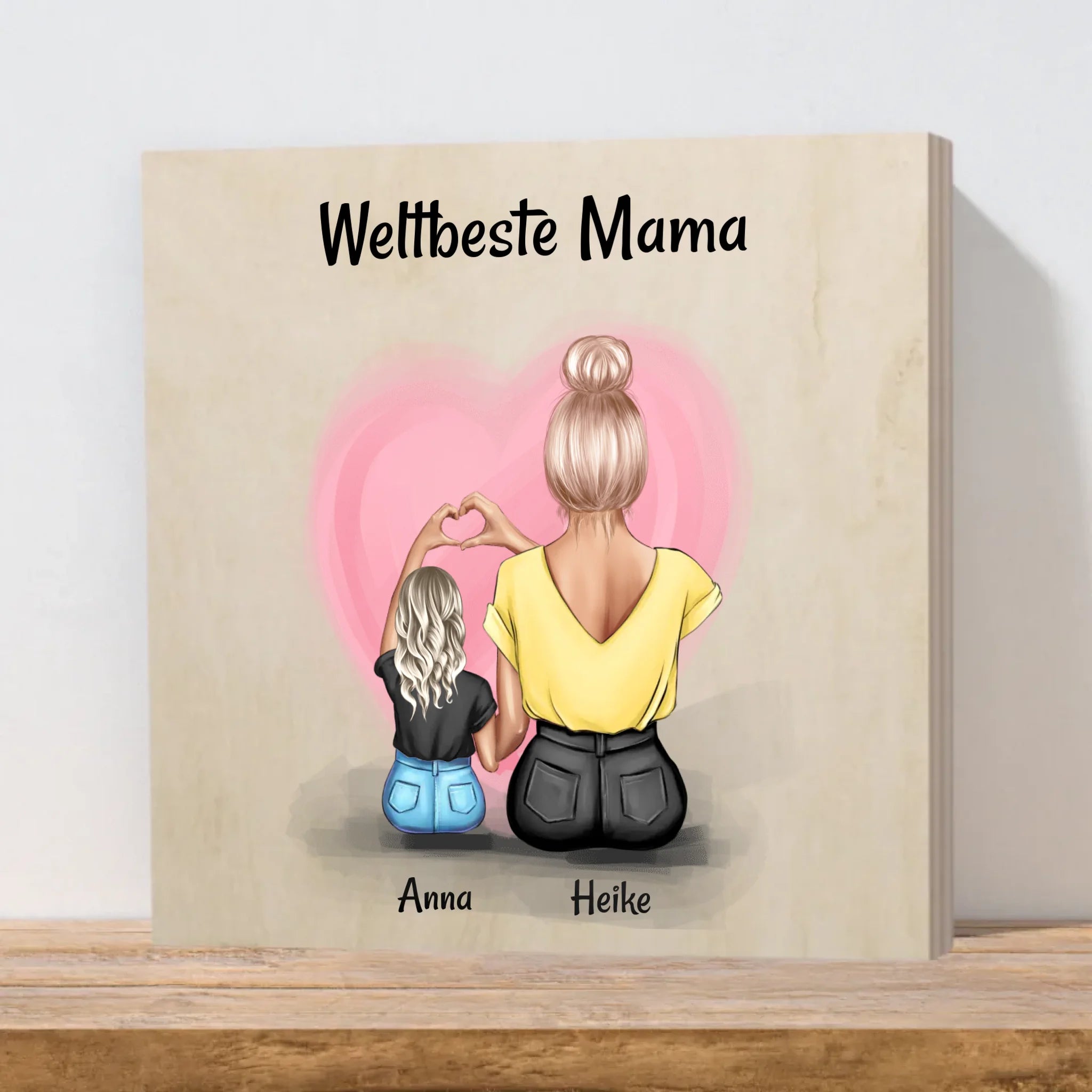 Beste Mama Geschenk Holzbild Mama & Tochter - Cantty