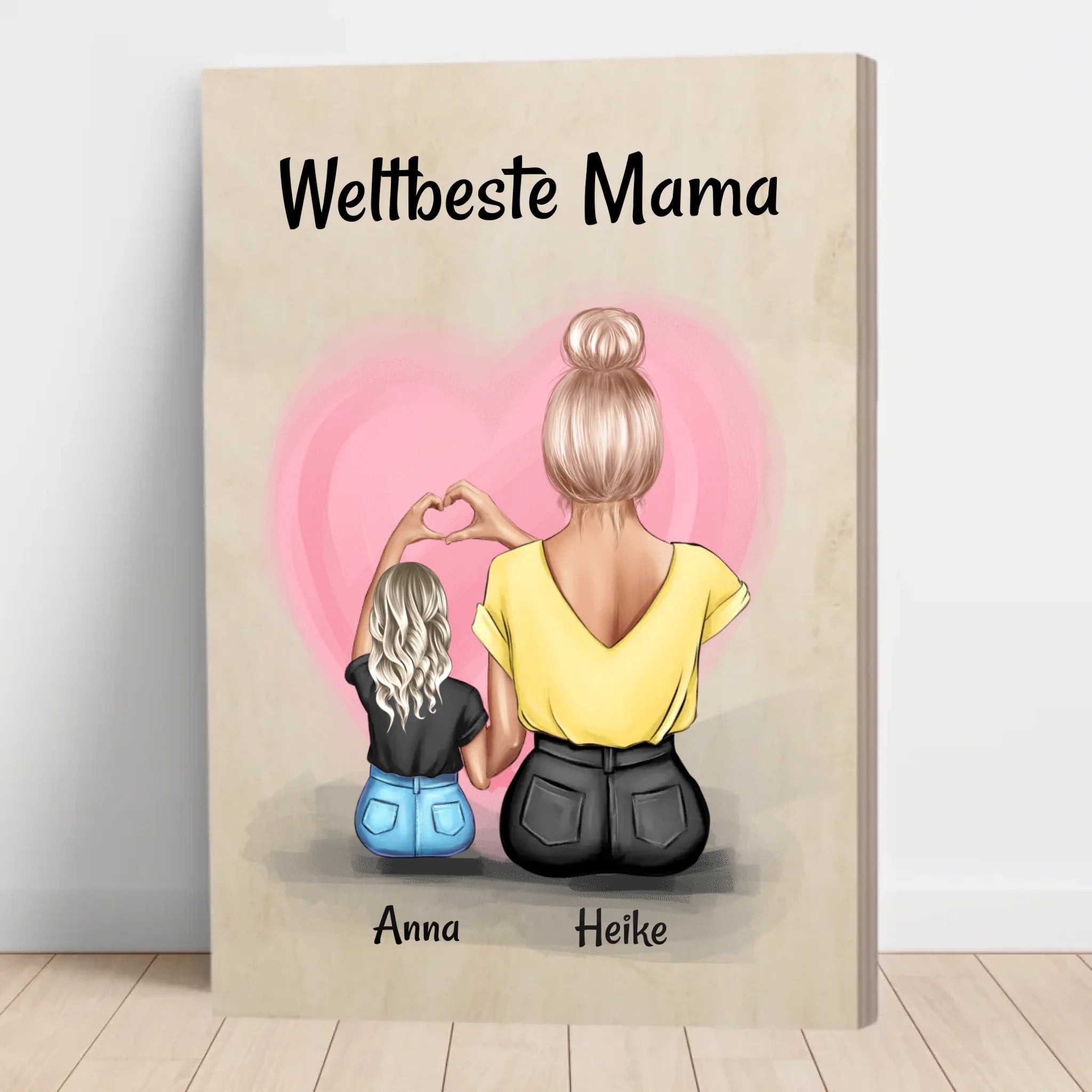 Beste Mama Geschenk Holzbild Mama & Tochter - Cantty