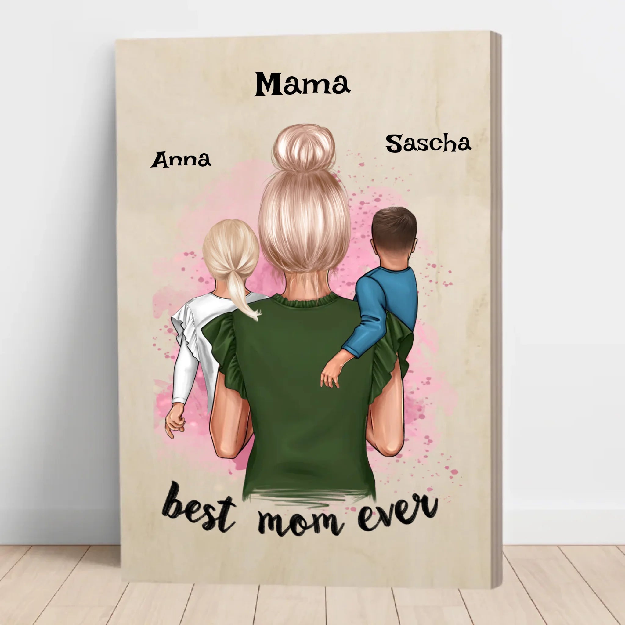 Beste Mama Geschenk Holzbild mit Kinder - Cantty